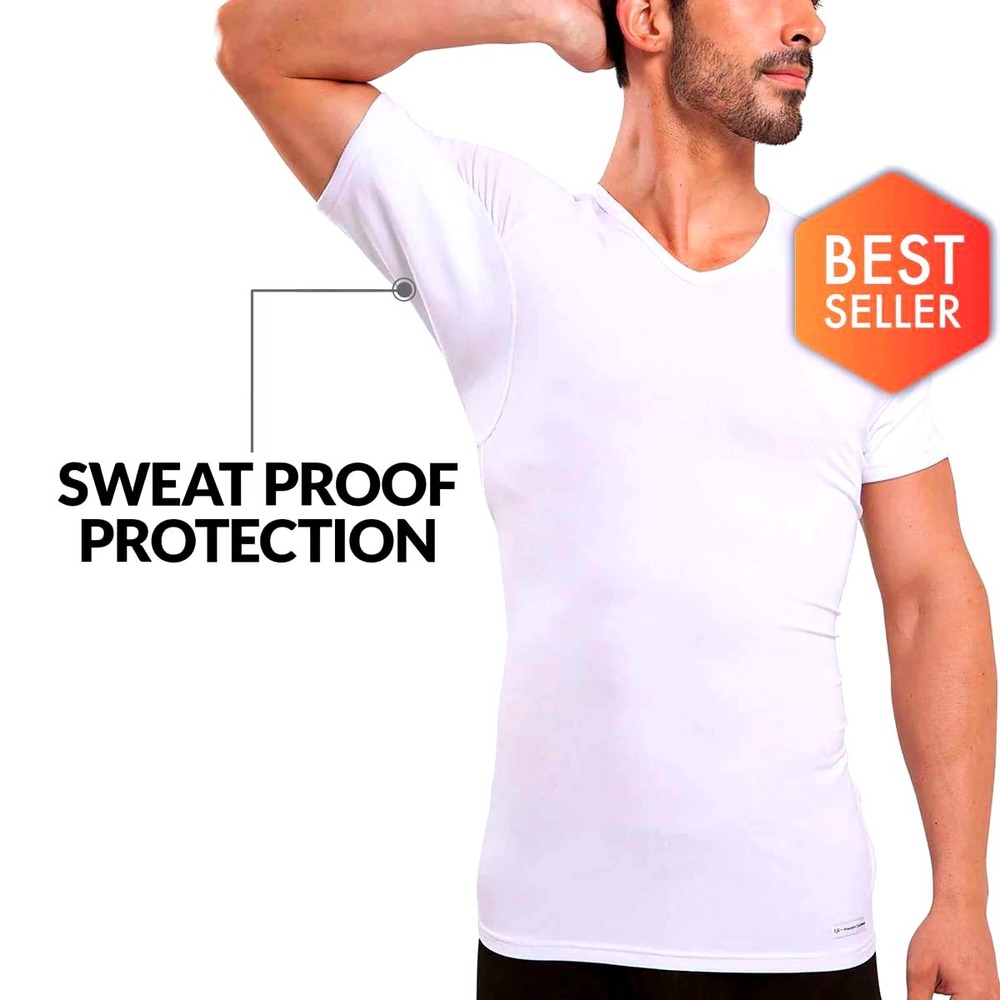 EJIS Mens‎ XL Undershirt White Sweat Proof Deep V-Neck Stain Protection - NWOT - Picture 8 of 8